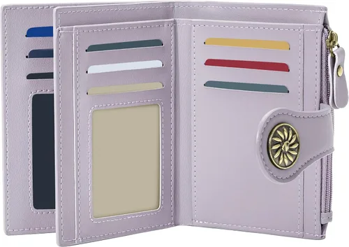 Miniatura 8 de Tipmile Billeteras pequeñas de cuero para mujer, con 2 ventanas de identificación, con bloqueo RFID, tarjetero con cremallera y bolsillo