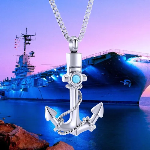 Miniatura 8 de Joyería de cremación para cenizas, collar de urna de ancla para hombres y mujeres, soporte conmemorativo para cenizas, colgante de urna de recuerdo