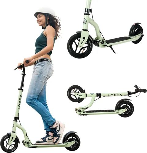 Miniatura 12 de AERO MOBILITY Patinete para niños de 6 años, adolescentes y adultos Ruedas iluminadas, freno de mano, alfombrilla de goma y absorción de impactos