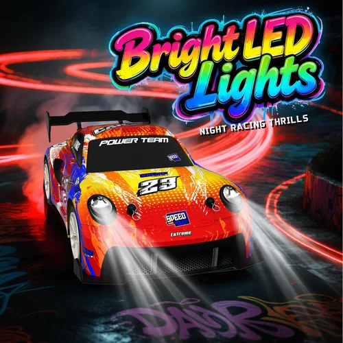 Miniatura 5 de Paquete de 2 autos RC para niños y niñas, 4-7-8-12, auto de control remoto, luces LED, autos de carreras 4WD, doble jugador de 2.4 GHz, diseños