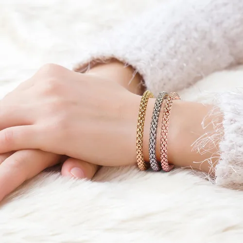 Miniatura 7 de Stretch Bracelets for Women GoldSilverRose Gold Elastic Bracelet Set for Women 3 PCS Stackable Bracelets Multilayer Charm Bracelet Valentines Day