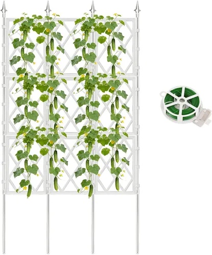 Miniatura 10 de Enrejado de jardín de 5.25 pies para plantas trepadoras al aire libre, valla de soporte de tubo de hierro negro, marco de escalada de celosía