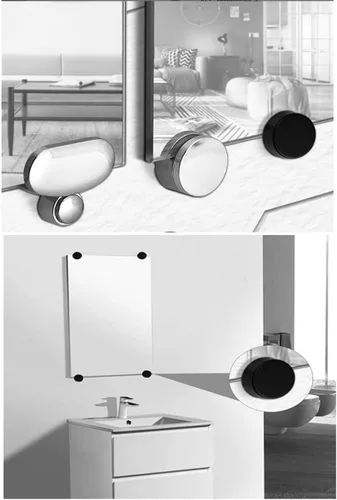 Miniatura 4 de Clips de espejo, clip de cristal flotante de aleación de zinc, soporte de espejo redondo montado en la pared, espejo de baño, hoja de soporte