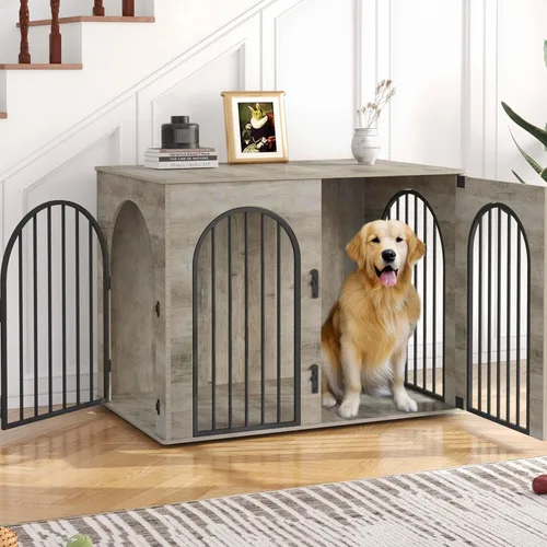Miniatura 17 de Hzuaneri - Muebles de madera para perros de 26.8 pulgadas, jaula de interior para perros pequeños, jaulas resistentes decorativas para mascotas