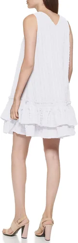 Miniatura 3 de Calvin Klein Vestido sin mangas con volantes plisados laterales para mujer