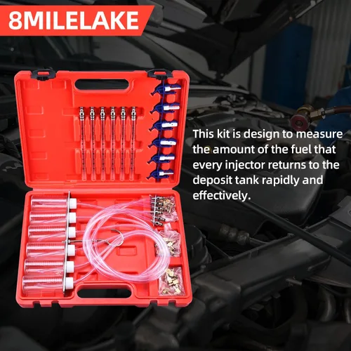 Miniatura 2 de 8MILELAKE Kit de herramientas de prueba de adaptador de carril común del cilindro de diagnóstico de flujo del inyector diesel (rojo)