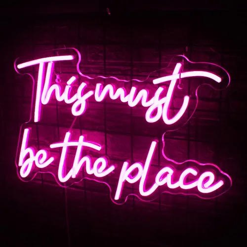 Miniatura 5 de Este Debe Ser El Lugar Letrero De Neón Letra Rosa Led Para Decoración De Pared Usb Letrero De Palabra Enciende Para Dormitorio Sala De Juegos Salón
