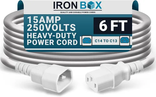 Miniatura 41 de IronBox Electric - Cable de Alimentación C14 a C13 de Servicio Pesado, 15A, 250V, Cable de Extensión para Computadora 14/3 AWG - Cables