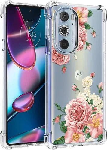 Osophter Funda para Motorola Edge Plus 2022, Moto Edge Plus 2022, funda floral floral para niñas y mujeres, absorción de golpes, funda de goma TPU
