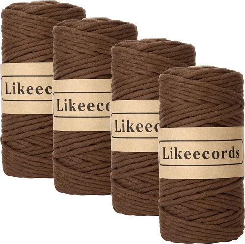 Miniatura 55 de Likeecords - Cuerda de macramé de 4 mm de un solo hilo, 80 m de cuerda de macramé colorida, cuerda de algodón para macramé, cuerda de algodón