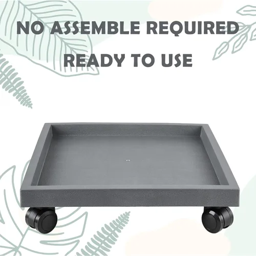 Miniatura 3 de Plato cuadrado de 15.3 pulgadas con ruedas, soporte de maceta con ruedas resistente para plantas en maceta, bandeja de base de rodillo con ruedas