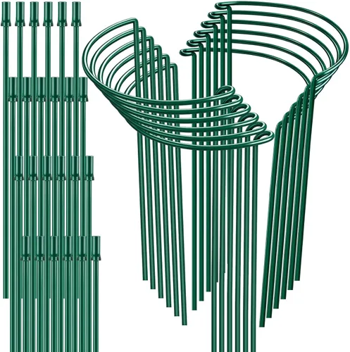 Miniatura 11 de HiGift Estacas de soporte para plantas, paquete de 6 jaulas y soportes de peonía de metal, jaula de soporte para plantas de jardín, anillo