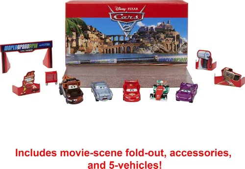 Miniatura 4 de Mattel Disney and Pixar Cars - Juego de 5 autos coleccionables de juguete y carrito de herramientas, inspirado en el Gran Premio Mundial de Cars 2
