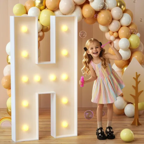 Miniatura 65 de imprsv Letras de marquesina iluminadas, letras de mosaico de 1.2 m con luz para decoración de baby shower, graduación, gran J para decoraciones