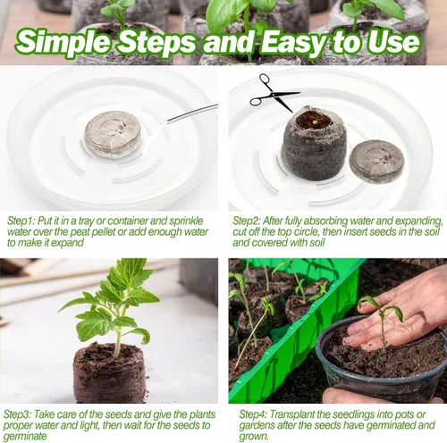 Miniatura 4 de ZeeDix 200 pellets de turba de 1.417 in para el inicio de semillas, cápsulas de tierra comprimidas para verduras, hierbas y flores, jardinería 200