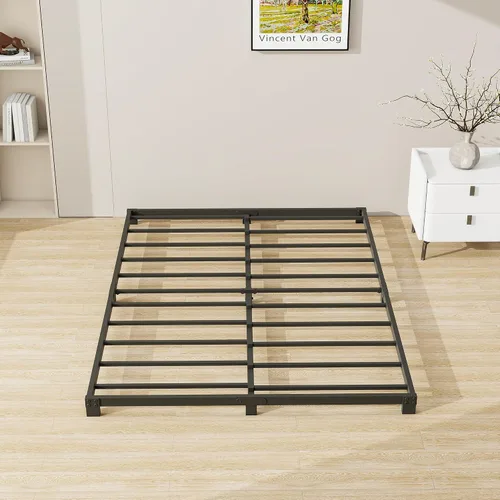 Miniatura 3 de Marco de cama de 3 pulgadas, tamaño matrimonial, perfil bajo, plataforma de alta resistencia, no necesita somier, fácil montaje, sin ruido