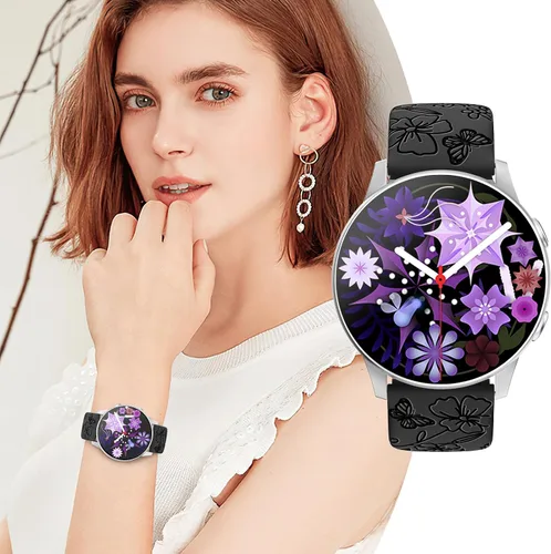 Miniatura 4 de Paquete de 3 correas grabadas con flores compatibles con Samsung Galaxy Watch 7 6 5 4 FE Active 2 1.575 in 1.732 in, Watch 6 4 Classic 1.654 in