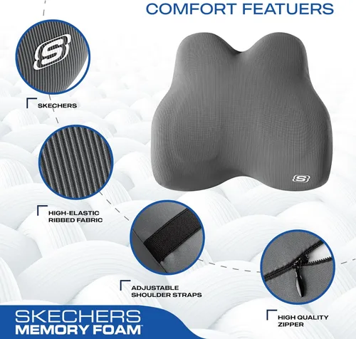 Miniatura 3 de Skechers Almohada lumbar de espuma viscoelástica, almohada de apoyo lumbar para oficina, silla, alivio del dolor de espalda baja, almohada lumbar