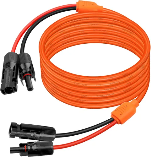 Miniatura 6 de XRDS -RF Cable de extensión solar de 5 pies, cobre estañado de 14AWG con conectores de panel solar, cables de derivación rojo y negro de 10AWG
