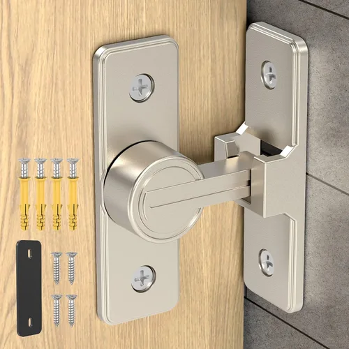 Cerradura de Puerta de Granero de 90 Grados Resistente, Pestillo de Puerta Corredera de Aleación de Zinc para Granero, Jardín, Baño, Cerca, Níquel-1