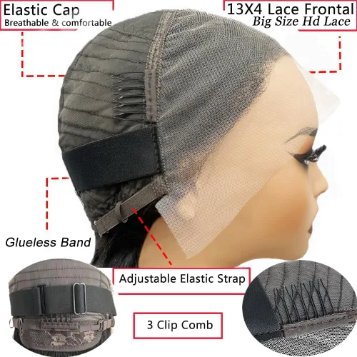 Miniatura 6 de Peluca Bob de encaje frontal de Superfect, cabello humano de 10 pulgadas, 13x4 ondas profundas rizadas, pelucas frontales transparentes