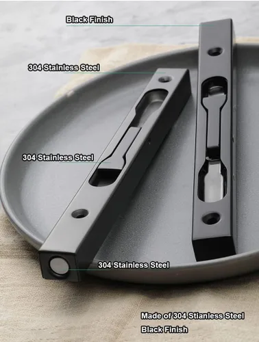 Miniatura 2 de Paquete de 2 pernos de seguridad de acero inoxidable 304 de 6 pulgadas para puerta, doble palanca de puerta, cerradura deslizante francesa, acabado