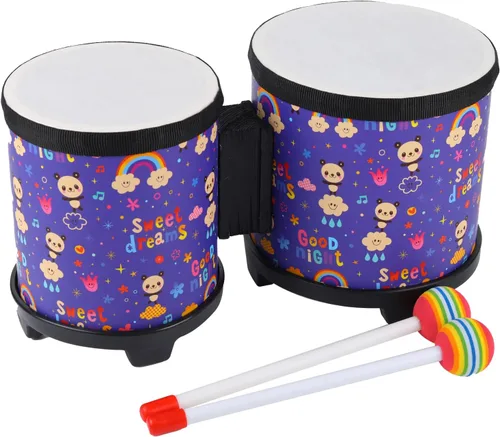 Juego de Tambores Bongo Floor Tom para Niños: Instrumento Musical de Percusión con 2 Baquetas para Niños - Tambor Montessori para Piso para Bebés