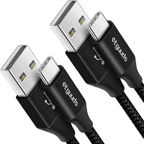 Cable USB A a USB C de etguuds 2 m, paquete de 2 unidades, cable de carga tipo C de carga rápida de 3 A para iPhone 17 16 15 Pro Max 16e 17 Air,