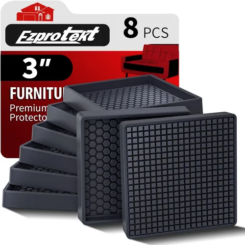 Miniatura 22 de Ezprotekt Almohadillas Antideslizantes para Muebles, 8 Piezas Copas de Ruedas de Goma Antideslizantes de 2.5", Posavasos Antideslizantes