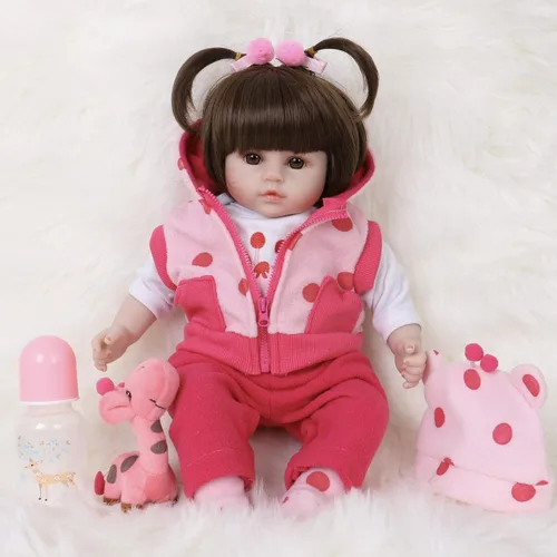 Miniatura 11 de ENADOLL Reborn Baby Doll - Juego de regalo realista de vinilo de silicona rosa bebé, 16 pulgadas, con peso, cuerpo suave, realista, para edades de 3