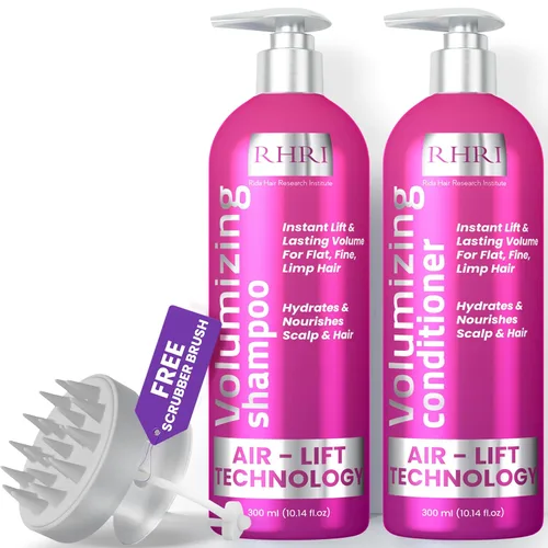Juego de champú y acondicionador voluminizador para cabello fino | Hidratante, nutritivo, aumenta el volumen, la textura y el brillo | Ideal para