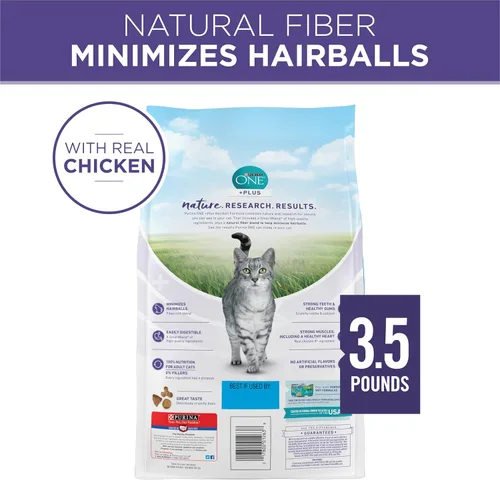 Miniatura 8 de Purina ONE Alimento natural para gatos para control de bolas de pelo, fórmula +PLUS Hairball - Bolsa de 3.5 libras