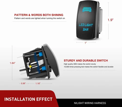 Miniatura 7 de Nilight Barra de luz LED de 22 pulgadas, 120 W, combo de luces de conducción de 12 V, interruptor basculante de 5 pines, kit de arnés de cableado