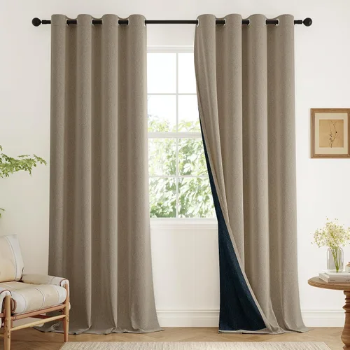Anmao - Cortinas totales opacas florales con aislamiento térmico para dormitorio y sala de estar, juego de 2 paneles de 84" de largo, con ojales,