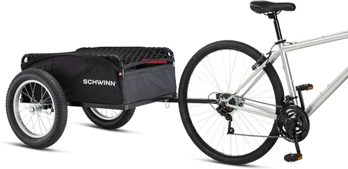 Miniatura 4 de Schwinn Porter - Remolque de bicicleta de carga, peso máximo de 100 libras, red de malla elástica, neumáticos grandes con orificios, color negro
