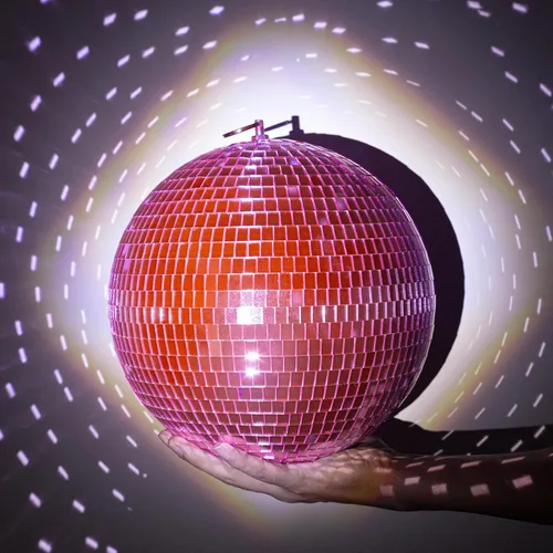 Miniatura 5 de Bola de Espejo, MUZTOP Bola de Discoteca de 10 Pulgadas con Anillo Colgante, Bola de Espejo con Luz para Fiestas de Discoteca DJ Escenario Bodas Rosa