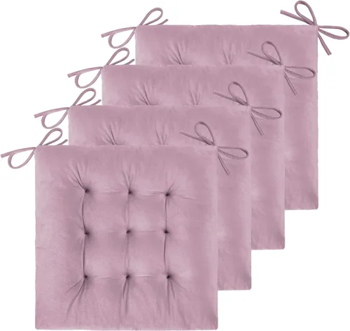 Miniatura 18 de ELFJOY Paquete de 4 cojines para sillas de comedor, cojines para sillas de cocina, oficina, cojín cuadrado copetudo con lazos
