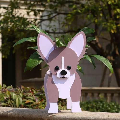 Regalos de Chihuahua para Mujeres, Maceta para Perros Chihuahua para Exteriores, Lindas Macetas de Flores para Perros para Decoración de Jardín,