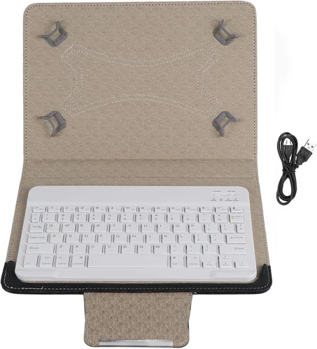 Miniatura 7 de Teclado Bluetooth con funda de poliuretano para Android/para teléfono inteligente iOS, teclado Bluetooth con funda abatible y soporte para tableta