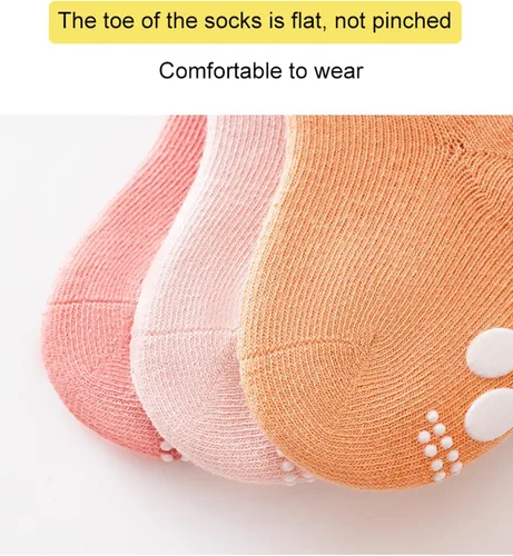 Miniatura 6 de Calcetines antideslizantes para bebés, calcetines de dibujos animados antideslizantes con puños para niñas, niños y recién nacidos, 6 pares