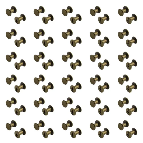Miniatura 5 de INCREWAY Juego de 60 tornillos Chicago surtidos, tornillos de fijación de 0.197 in x 0.591 in, remaches de cuero de bronce M5, cabeza cruzada