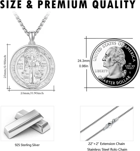 Miniatura 5 de Collar de plata de ley 925 con medalla de San Patrón, colgante de protección católica, amuleto, joyería religiosa para hombres y mujeres