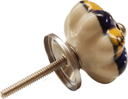 Miniatura 5 de ABHANDICRAFTS - Juego de 4 pomos de cerámica para mamás con forma de calabaza pintada en forma de armario, armario, cajón, manijas de puerta