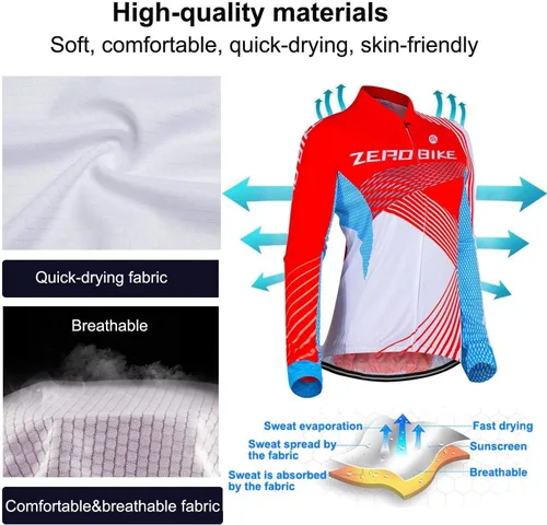 Miniatura 13 de Traje de ciclismo acolchado de gel 3D transpirable de manga larga para mujer, conjunto de pantalones de malla con protección UV