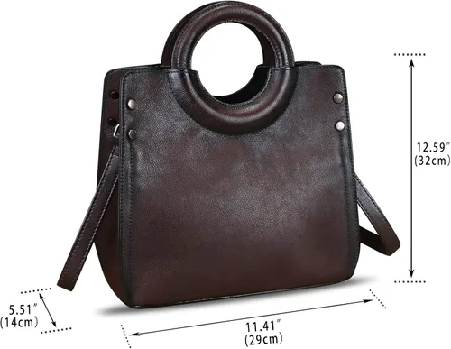 Miniatura 4 de Bolsos de cuero genuino para mujer, bolso de mensajero de moda vintage de cuero real, bolso de hombro, bolso cruzado