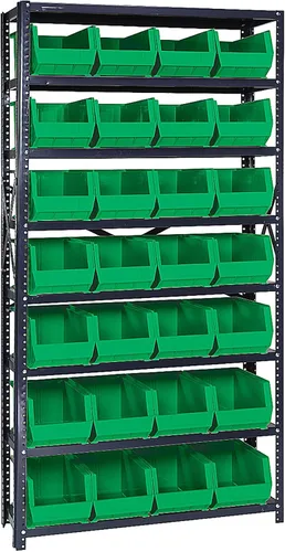 Miniatura 385 de Quantum QSBU-245BK Heavy Duty Shelving Unit with (7) Shelves and (24) QUS245 Black Bins for Garage Warehouse Storage Distribution 400 lb Load