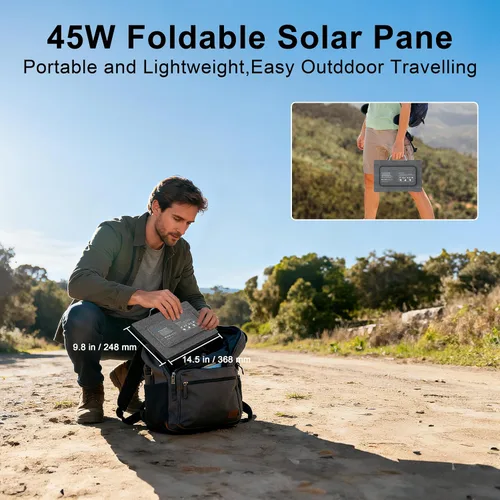 Miniatura 9 de Cargadores de paneles solares portátiles de 45 W con salidas USB-C, USB-A y CC, panel solar impermeable IP67 plegable para camping, emergencia