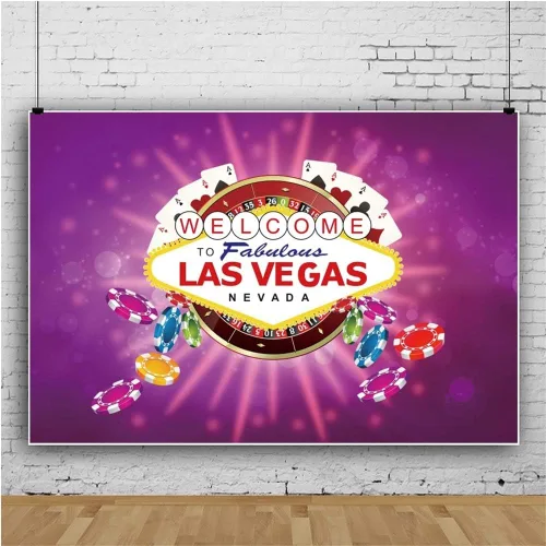 Miniatura 3 de Leyiyi Welcome to Las Vegas Background - Telón de fondo de fotografía de 5 x 3 pies, diseño de casino, apuesta borrosa, fondo morado, decoración