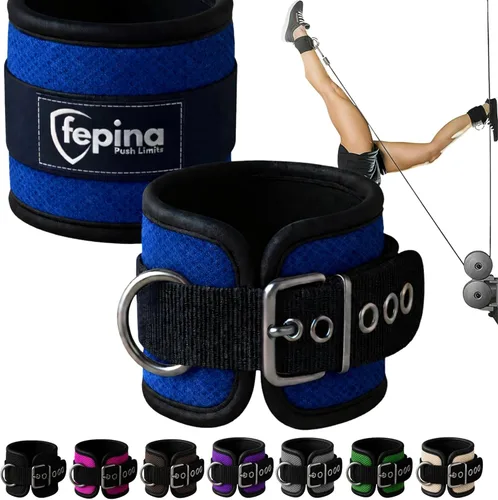 Miniatura 8 de Correas de tobillo duraderas para máquinas de cable (paquete de 2) – Puños de tobillo ajustables para gimnasio para hombres y mujeres, cierre