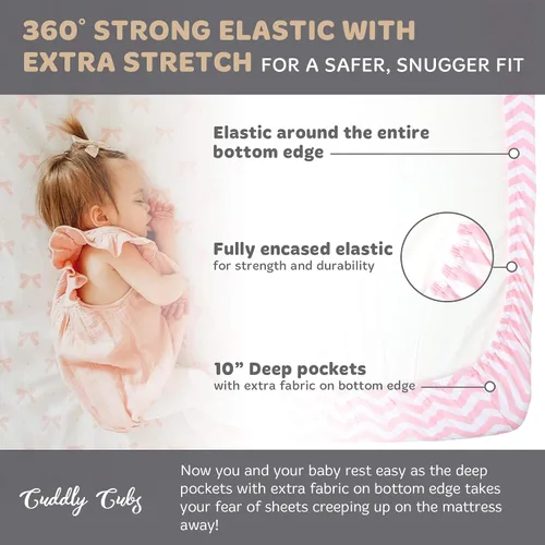 Miniatura 2 de Cuddly Cubs Premium Jersey Cuna Hojas, suave en Baby Skin y extra suave para un sueño sonido. Sábana bajera ajustable y elástico, No Lucha para Get